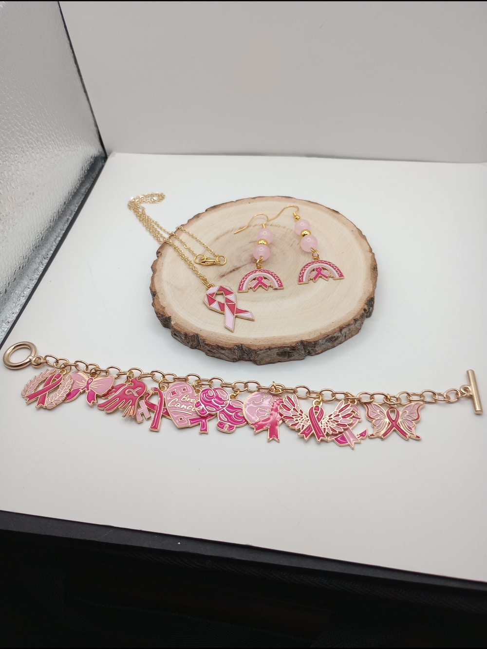 Handmade Breast Cancer Jewelry Set